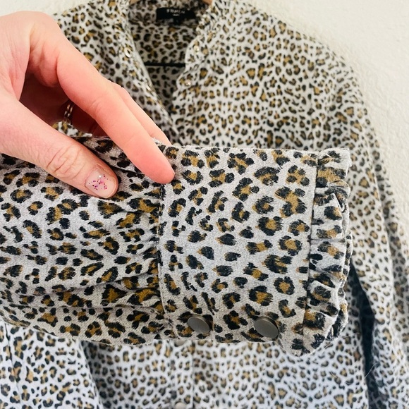 FRNCH Leopard Print Button-Up Blouse - Black and Brown - Picture 5 of 12